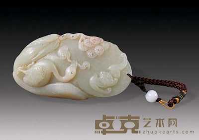 玉雕松鹤人物坠 长8cm